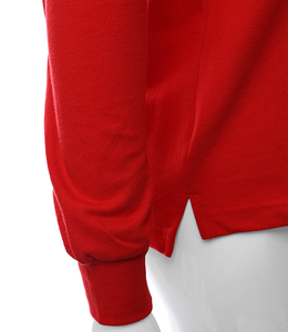 Chemise en coton mélangé rouge brodée respirante pour femme, tenue formelle d'été avec protection UV, patte de boutonnage à 2 boutons - Product Image 4