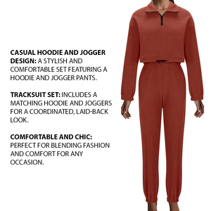 Venta al por mayor Casual Sudadera con capucha y Jogger Chándal Conjunto para las mujeres, cómodo y elegante para cada ocasión Chándales de las mujeres - Product Image 5