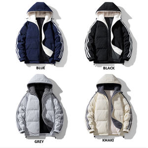 เสื้อแจ็กเก็ตฤดูหนาวทำด้วยผ้าขนสัตว์มีฮู้ดสำหรับผู้ชายมีซิปกันลมวิธีการทอแบบนอนวูฟเวน - Product Image 5