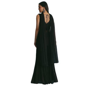 Vente en gros georgette noire Peplum Kurta Sharara sertie de paillettes de perles pour réception de mariage et commandes ethniques personnalisées - Product Image 4