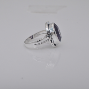 Bague améthyste pour femme en argent sterling 925 Bijoux violets en pierres précieuses avec sertissage de lunette - Product Image 2