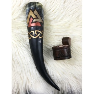 Portable Handmade Eco-Friendly <b>Viking</b> Drinking <b>Horn</b> with Animal & Religious Designs 100% Natural Polished Medieval Style - Product Image 6