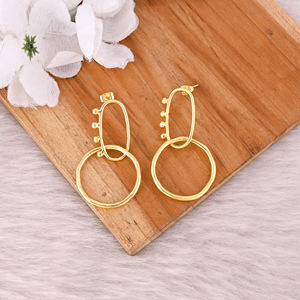 ต่างหูหมุดชุบทองต่างหูทำมือต่างหูทองเหลืองดีไซน์คลาสสิกสำหรับผู้หญิงและเด็กผู้หญิงมาใหม่ - Product Image 2