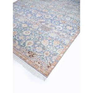 Tapis noué à la main en laine bleue Viscaya AKWL-3069, grand modèle 9x12, motif médaillon, pour la décoration de la maison, du salon, pour les adolescents - Product Image 2