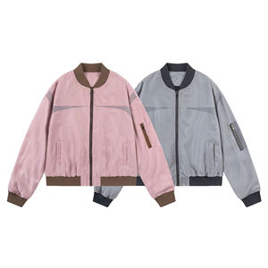 Blouson aviateur d'extérieur coupe-vent unisexe de haute qualité OEM nouveau style de broderie à col tournant style universitaire ample pour hommes - Product Image 1