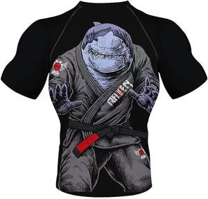 New High Quality Sublimation Print Rash Guard Wholesale Bjj Rash Guard Short Sleeve <b>Mens</b> Rash Guard For <b>Men</b> - Product Image 2