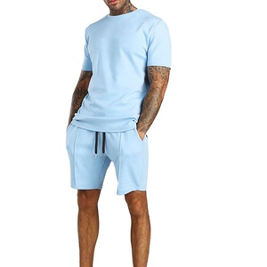OEM Customized Design <b>Men</b> Sublimated <b>Summer</b> Two Piece Short Sleeve Sets Cotton T <b>Shirt</b> and Short Set <b>For</b> <b>Men</b> Gym Training - Product Image 3