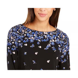 Top in Chiffon con Stampa Floreale e Polsini a Volant per Donna Charter Club, Taglia Piccola per Ufficio in Primavera - Product Image 2