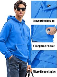 Sudaderas con capucha informales de invierno para hombre, Color sólido, 100% algodón, Polar, ajuste Regular, bolsillo, secado rápido y transpirable, alta calidad - Product Image 6