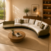 Canapé modulaire en forme de L, moderne et écologique, vert olive et blanc, avec chaise longue et plateforme d'extension, pour usage hôtelier