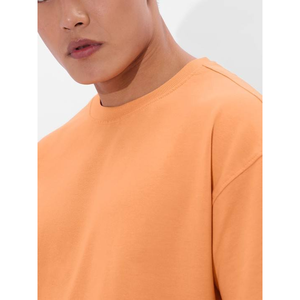 Men's Oversized <b>Orange</b> Cotton O-Neck <b>T</b>-<b>Shirt</b> Casual Solid Color Short Sleeve Jersey Trackstar OEM Private Label TSI-G05-P0122 - Product Image 4