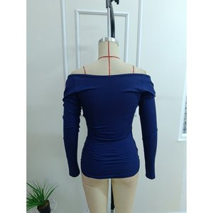 Women's Long-Sleeved <b>Wrap</b>-Around Viscose Blouse, 37662 - <b>Navy</b> blue - Product Image 5