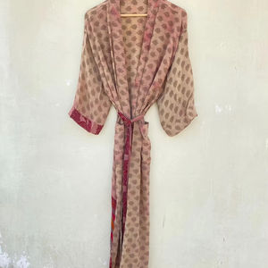 Handmade Vintage Indian <b>Silk</b> <b>Kimono</b> Robe Fabulous Summer Autumn and Spring Fashion for All Seasons - Product Image 1