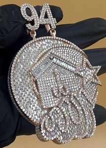 สร้อยคอจี้เพชรโมอิสซาไนต์ VVS ดีไซน์ฮิปฮอปแบบ Iced Out พร้อมเงินแท้ 925 ลายอัลเลาะห์ ออกแบบตามสั่ง ราคาสุดคุ้ม - Product Image 4