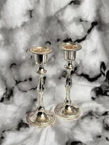 Silver Plated Candlestick Pair Rococo Style Victorian Decorative <b>Candle</b> <b>Holder</b> Home Decor Wedding Centerpiece - Product Image 3