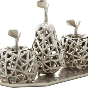 Pièce maîtresse de table à fruits argentée moderne présentoir artistique en métal pour la décoration intérieure de la maison, de la cuisine, du bureau et des cadeaux - Product Image 1