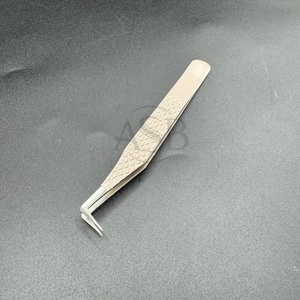 Wholesale Professional Stainless Steel Eyelash Tweezers Custom Logo <b>Nude</b> Color Coated Strong Grip Sustainable Lash Extension - Product Image 4
