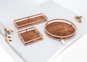 ถาดไม้และเหล็กที่เรียบง่ายและมีระดับสามแบบและขนาดที่แตกต่างกันด้วยอัตราคุณภาพพิเศษ - Product Image 4