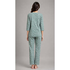 Conjunto de Pijama de Algodón Premium EVOLOVE X DOZIE para Mujer, Transpirable, Suave, Cintura Elástica, Estilo Casual, Logotipo Personalizable para Primavera - Product Image 4