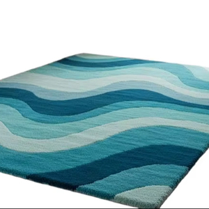 Tapis en laine fait main en Inde, prix bas, tapis en laine fait main, art abstrait, tapis à poils coupés en boucle, achat en ligne - Product Image 1