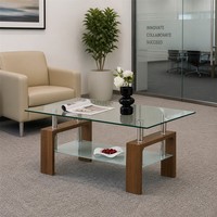 Table basse moderne et durable avec plateau en verre trempé et structure en acier inoxydable pour le salon, meubles de luxe élégants