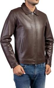 Veste en cuir pour homme de qualité supérieure, bleu, cuir véritable, style moto, fabricant OEM, coupe ajustée, fermeture éclair, pour les acheteurs en gros - Product Image 5