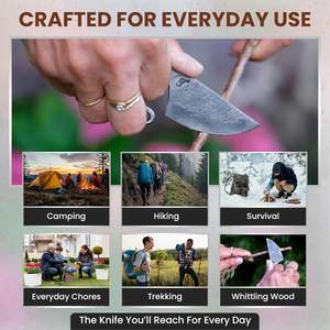 Cuchillo de Bolsillo Celta 3.5 MDM AXES KNIVES MDM-KN0911, Forjado a Mano en Acero de Damasco, Hoja Fija, HRC60-65, Estilo Vintage - Product Image 2