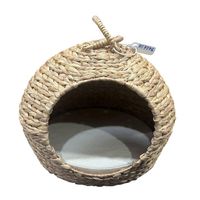 Nichoir rond moderne en polyester et fibre tissé à la main, imperméable et écologique, avec coussin moelleux, abri confortable pour chats et petits animaux