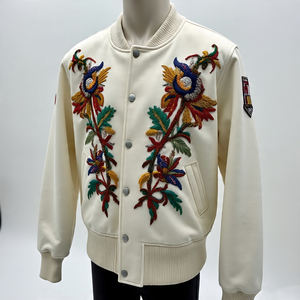 Blousons bombardiers Letterman en chenille pour hommes blousons bombardiers d'hiver décontractés boutonnés en satin universitaire pour hommes - Product Image 6