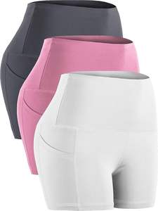 Pantalones cortos de entrenamiento de gimnasio de secado rápido transpirables para mujer con bolsillos que absorben la humedad y decoración de botones - Product Image 2