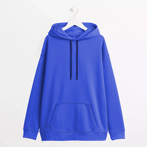 Sweat à capuche bleu classique unisexe en coton doux avec cordon de serrage réglable, tissu écologique, parfait pour les vêtements de détente - Product Image 1