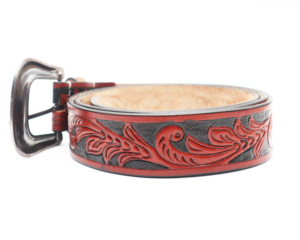 Cinturones de cuero genuino con logotipo personalizado unisex, hebilla de latón de piel de vaca de grano superior, longitud personalizada, estilo de moda occidental Floral - Product Image 2