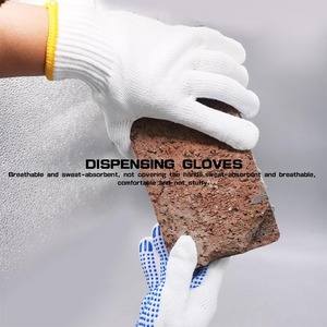 Guantes DE SEGURIDAD anticorte hechos en Pakistán, cuero de poliéster de algodón PVC punteado de un solo lado para trabajos de construcción y cuidado de las manos - Product Image 6