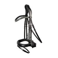 Bride noire anglaise royale pour chevaux en épi en cuir durable/rênes anatomiques Flash en caoutchouc rembourré souple