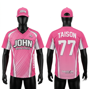 Maillot de softball en polyester premium 160 GSM, jaune et bleu marine, design à empiècements, boutons sur le devant, logo personnalisé en twill. - Product Image 2