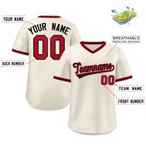 Camiseta de béisbol personalizada camisa blanca con botones rojos nombre personalizado número impresión por sublimación uniforme deportivo de equipo para adultos transpirable - Product Image 2