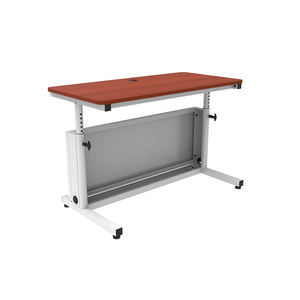 VersaDesk Deluxe Modern Cherry Surface Escritorio de pie Altura ajustable Marco blanco Contemporáneo Home Office Study Plegable - Product Image 3