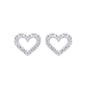 Pendientes Huggie de corazón abierto de 0,15 cttw chapados en oro blanco de 14K con circonita y Perla Pendientes de tuerca de moda para compromiso - Product Image 3