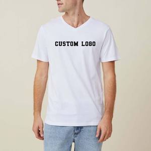 Wholesale OEM Latest 100% Cotton Custom Logo Men's <b>V</b>-<b>neck</b> Knitted <b>T</b>-<b>Shirt</b> Premium Quality Eco-Friendly - Product Image 4