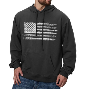 Sudadera con Capucha de Manga Larga Informal para Hombre del Fabricante, Diseño Sólido con Gráfico de Bandera Americana Desgastada, Talla 6XL, Bolsillo Tipo Canguro - Product Image 3