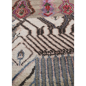 Tapis géométrique noué à la main en laine et soie de bambou Manchaha, rectangulaire, épaisseur 10 mm, pour salon, couloir - Les-635 en gris et noir - Product Image 3