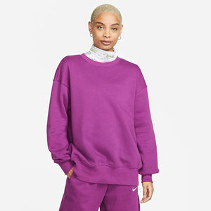 Sweat-shirt pour femme, coupe ample, col ras du cou, 80% coton, 20% Polyester recyclé, molleton côtelé, poignets et ourlet, orchidée moyenne - Product Image 1