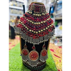 Parures de bijoux vintage afghanes Kuchi, légères et respirantes, collier et boucles d'oreilles pour mariages - Product Image 2