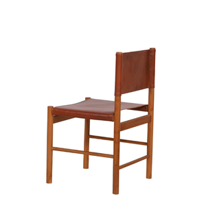 Muebles de salón Silla de cuero con marco de madera de teca maciza Comodidad y estilo atemporal para la decoración del hogar - Product Image 1