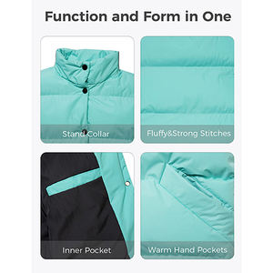 Chaleco corto de burbuja acolchada de moda de invierno para mujer con logotipo personalizado OEM transpirable e impermeable con patrón sólido - Product Image 3