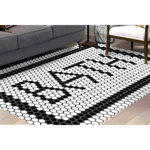 พรมเชนิลล์สีดำและสีขาว: ของตกแต่งห้องน้ำสไตล์โมเดิร์น พรมนุ่มแบบไม่ถักทอ - Product Image 3