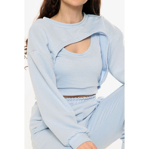 Conjunto de Sudadera con Capucha y Pantalones de Algodón 100% para Mujer, Talla Grande, Transpirable, Personalizado, Grueso, para Invierno - Product Image 4