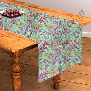 Chemin de Table à Manger Traditionnel Bloc à Main Imprimé 100% Pur Coton Tissu Chemin de Table à Vendre Événements de Mariage Décoration Intérieure - Product Image 4