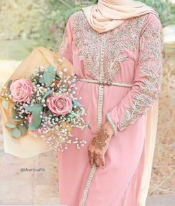 2022 caftán musulmán tradicional tejido a mano de hermosos colores marroquíes para adultos vestido de nuevo diseño con cuentas de piedra - Product Image 1