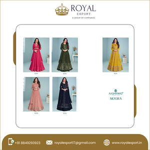 Ropa de fiesta de boda de imitación, bordado de Georgette, Zari, codificación de secuencia Dori, trabajo Hotfix, diamante, vestido largo Anarakali - Product Image 6